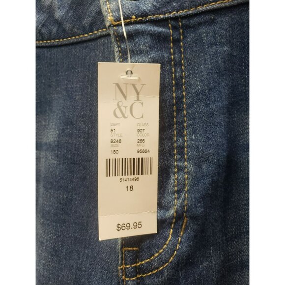 NY & Co Soho Jeans Slim Boyfriend Size 18 Stretch Denim Blue With Tuxedo Stripe - Picture 5 of 10